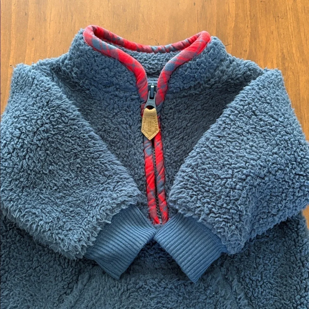 Carter's Fleece Sherpa Jumpsuit One Piece Half-Zip Blue Footless Size 3 Months